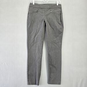 Takara Gray Stretch Pull-Pants Elastic Waist Flat Front Straight Chino Women's M
